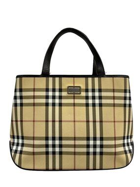 Burberry LONDON Beige Dark Brown Multi PVC Leather Unisex Tote Bag